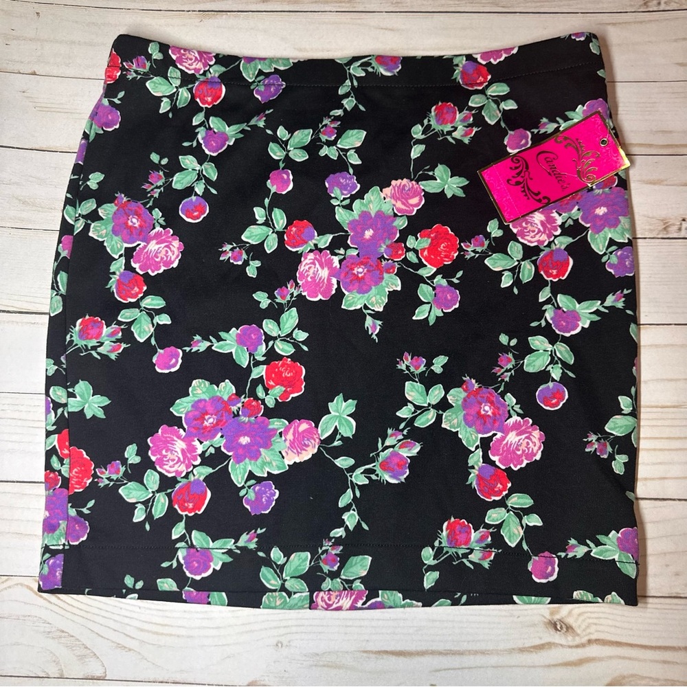 Candie's Black Floral Pencil Skirt